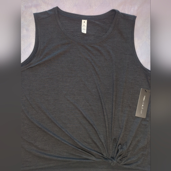 Yogalicious Lux Sleeveless Top With Side Knot. Black, Size XXL - Picture 7 of 13